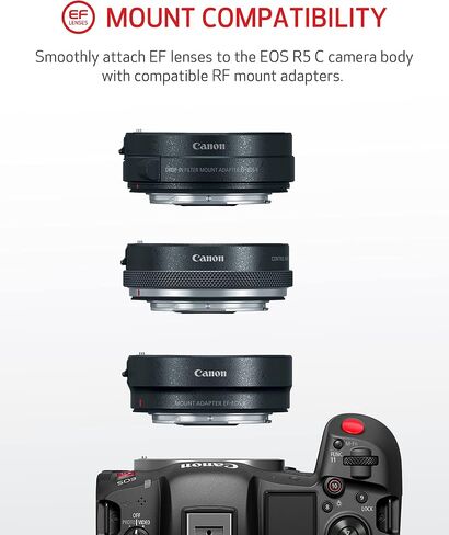 Canon EOS R5 C RF24-105mm F4 L is USM Lens Kit 8K/60P FF Sensor Pro Cinema/Photo Camera, RF Mount, Internal RAW, 8K HDMI RAW Out, 4K/2K Oversampling, Compact, Lightweight Design, Dual Pixel CMOS AF | 4K 2K Oversampling, Lightweight Design, Dual Pixel CMOS in Saudi Arabia