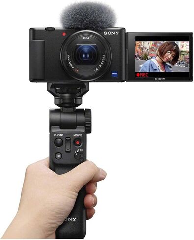 Sony Sony ZV-1 Compact 4K HD Camera - with Sony ACCVC1 Vlogger Accessory Kit with Wireless Bluetooth Grip/Tripod (GP-VPT2 BT) and 64GB UHS-II SD Card (SF-E64/T1) in Saudi Arabia
