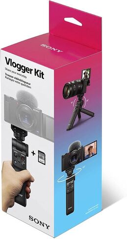 Sony Sony ZV-1 Compact 4K HD Camera - with Sony ACCVC1 Vlogger Accessory Kit with Wireless Bluetooth Grip/Tripod (GP-VPT2 BT) and 64GB UHS-II SD Card (SF-E64/T1) in Saudi Arabia