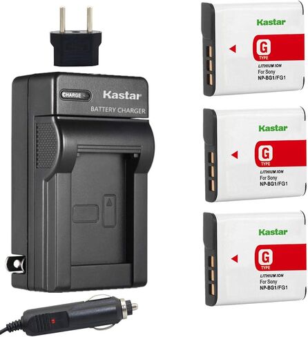 Kastar NP-BG1 Battery (3-Pack) and Charger Kit for Sony NP-FG1, BC-CSG and Sony Cyber-Shot DSC-H50, Cyber-Shot DSC-H10, Cyber-Shot DSC-W120, Cyber-Shot DSC-W170, Cyber-Shot DSC-W300 Digital Cameras in Saudi Arabia