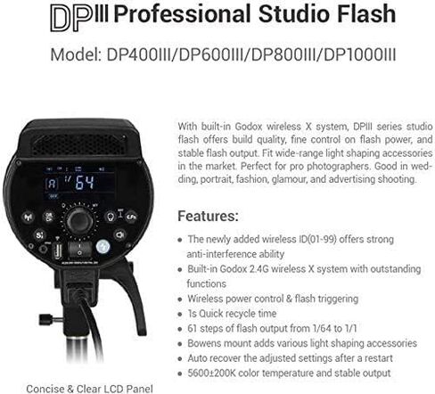 GODOX DP1000III Professional Studio Flash 1s Recycling Time GN140 5600k 1000Ws Bowens Mount 150W Modeling Lamp in Saudi Arabia