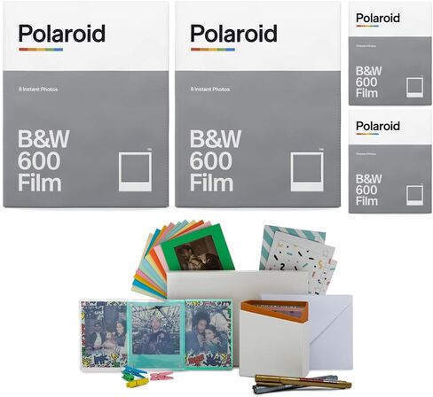 Polaroid Black and White 600 Instant Film Bundle 32 Exposures (5 Items) | Polaroid B and W 600/i-Type Film Iso 640, 5-10 Minute Develop, Includes Photo Box, (32 Exposures) in Kuwait