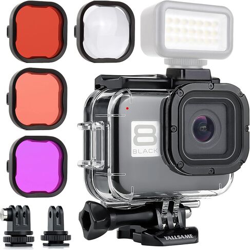 حافظة YALLSAME مقاومة للماء لكاميرا GoPro Hero 8 باللون الأسود بطول 196 قدمًا / 60 مترًا تحت الماء ملحق غوص واقي لـ GoPro 8 أسود مثالي للغوص والغطس وتسجيل الصور الفوتوغرافية in Saudi Arabia