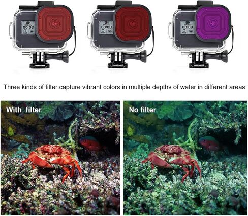 حافظة YALLSAME مقاومة للماء لكاميرا GoPro Hero 8 باللون الأسود بطول 196 قدمًا / 60 مترًا تحت الماء ملحق غوص واقي لـ GoPro 8 أسود مثالي للغوص والغطس وتسجيل الصور الفوتوغرافية in Saudi Arabia