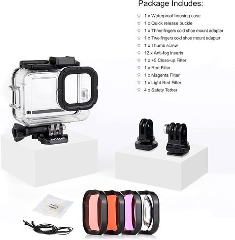 حافظة YALLSAME مقاومة للماء لكاميرا GoPro Hero 8 باللون الأسود بطول 196 قدمًا / 60 مترًا تحت الماء ملحق غوص واقي لـ GoPro 8 أسود مثالي للغوص والغطس وتسجيل الصور الفوتوغرافية in Saudi Arabia