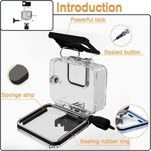 Waterproof Housing Case for GoPro Hero8, Protective Underwater Dive Shell with Bracket for Go Pro 8 Action Camera Accessories Kit in Kuwait
