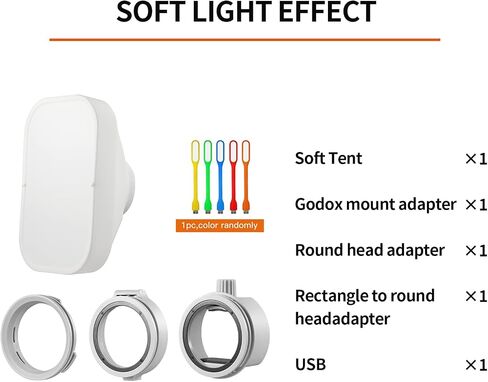 Godox ML-CS1625 Soft Tent Flash Diffuser Modifier, Collapsible Soft Light Diffuser with 3 adapters for AD200 AD200Pro V1 TT685 V860III TT600 AD300Pro AD400PRO Speedlight,ML30 ML60 Video Lights in Kuwait