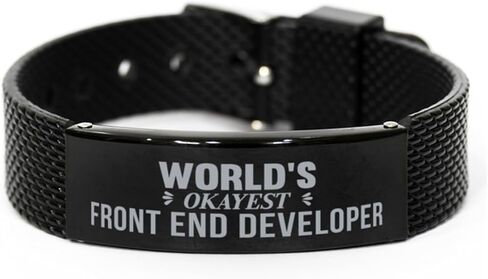 World's Okayest Front End Developer Shark Mesh Bracelet Gifts For Front End Developer Christmas Holiday Present Gifts for Front End Developer Biirthday Gifts, Engraved Bracelet Custom for Front End in Saudi Arabia