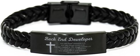 Back End Developer Religious gifts, Back End Developer Braided Leather Bracelet Back End Developer You are loved, you are chosen Romans 3:24, Back End Developer Inspirational Faith Christian Bible in Saudi Arabia
