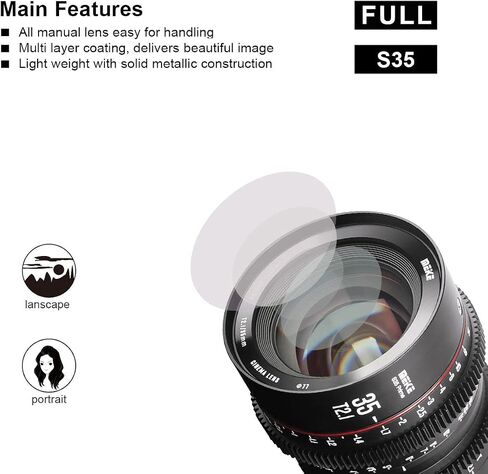 ميك عدسة سينما T2.1 سوبر 35 برايم بتركيز يدوي 35 ملم لكاميرا EF-Mount Cine متوافقة مع C200 C300 II وريد كومودو وBMPCC 6K وZ CAM E2-S6 وBMPCC6K برو in Saudi Arabia