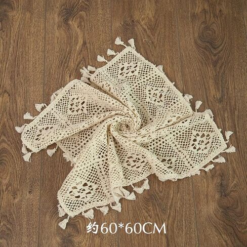 Honra Baby Photoshoots Props Blanket Newborn Photography Crochet Rug Photo Posing Layer Vintage (Cream E) in Saudi Arabia