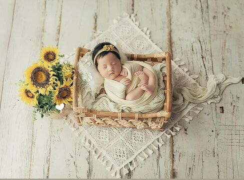 Honra Baby Photoshoots Props Blanket Newborn Photography Crochet Rug Photo Posing Layer Vintage (Cream E) in Saudi Arabia