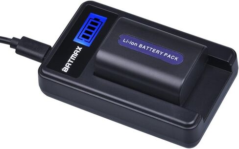 Batmax 2Packs NP-FH50 Battery + LCD USB Charger for Sony NP-FH30,NP-FH40,NP-FH50 H Series Batteries;Sony Alpha DSLR A230, DSLR A290, DSLR A330, DSLR A380, DSLR A390, Cyber-Shot DSC-HX1 Handycams in Kuwait
