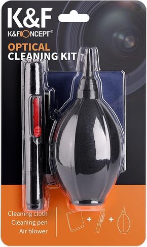 K&F Concept 3-in-1 Cleaning Kit for DSLR & Mirrorless Cameras Including 1 x Lens Cleaning Pen with Retractable Soft Brush/ 1 x Silicone Tip Air Blower/ 1 x Microfiber Cleaning Cloth in Kuwait