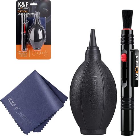 K&F Concept 3-in-1 Cleaning Kit for DSLR & Mirrorless Cameras Including 1 x Lens Cleaning Pen with Retractable Soft Brush/ 1 x Silicone Tip Air Blower/ 1 x Microfiber Cleaning Cloth in Kuwait
