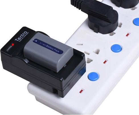 Tectra 2Pcs NP-FP50 NP FP50 Battery + Wall Charger for Sony NP-FP30,NP-FP50,NP-FP60,NP-FP70,NP-FP90,NP-FP51,NP-FP71,NP-FP91 Series Ony DCR-HC30 40 43E 65 85 94E 96 Handycam Camcorders in Saudi Arabia
