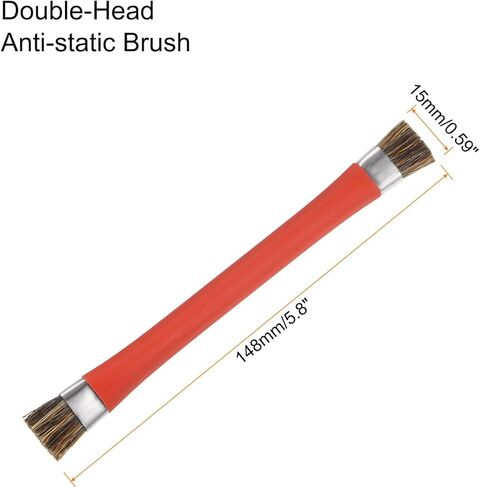فرشاة تنظيف HARFINGTON مزدوجة الرأس للهاتف الأم IC بشعيرات 12 × 15 مم، منظف فرشاة ESD مضاد للكهرباء الساكنة لهاتف الكمبيوتر، طول 148 مم، أحمر in Kuwait