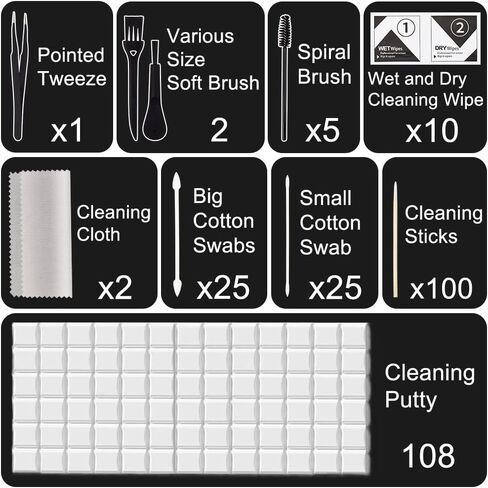 169 قطعة من NAYZWOK لمجموعة أدوات تنظيف Airpod، ومجموعة تنظيف iPhone لمنفذ الشحن، ومجموعة تنظيف سماعات الأذن لأجهزة Airpod Pro، وسماعات الأذن، وGalaxy Buds، ومنظف سماعات iPhone، ومعجون تنظيف سماعات الأذن، وهدايا للنساء in Kuwait