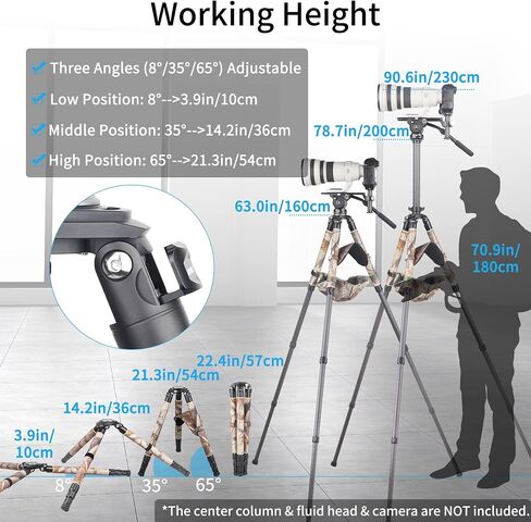 Carbon Fiber Tripod-LT364C-Small Size RT90C Professional Heavy Duty Tripods Stable Compact Stand with 75mm Bowl Adapter for Video Camera Bird Photography DSLR 36mm Tube 77.2lb/35kg Load, No Mid-column in Saudi Arabia