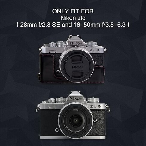 حافظة كاميرا Rieibi Z fc Zfc، حافظة جلدية من البولي يوريثان مع حزام لكاميرا Nikon Z fc Zfc 28mm f/2.8 SE، عدسة 16-50mm f/3.5-6.3 in Kuwait