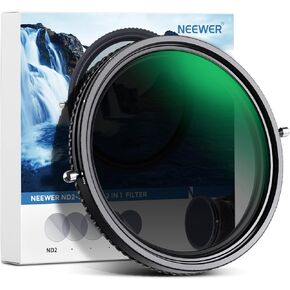 NEEWER 2 in 1 37mm Variable ND Filter ND2–ND32&CPL Filter(Circular Polarizer Filter) No X Cross/30 Layer Nano Coated/HD Optical Glass/Ultra Slim Aluminum Alloy Frame/Water Repellent/Scratch Resistant