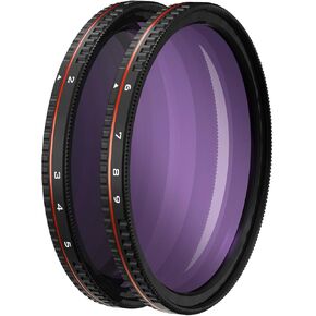 Freewell 58mm Threaded Hard Stop Variable ND Filter All Day 2 to 5 Stop & 6 to 9 Stop - 2Pack