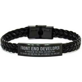 Front End Developer Braided Leather Bracelet Gifts, Front End Developer Appreciation Gifts for Women or Men, Thank you Front End Developer Retirement Appreciation Gifts for Front End Developer Be in Saudi Arabia