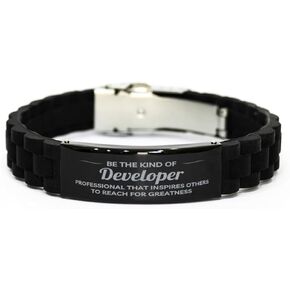 Developer Black Glidelock Clasp Bracelet Birthday Christmas Gifts For Developer, Be the kind of Developer professional that inspires others to reach for greatness Thank you Appropriate Gifts in Saudi Arabia
