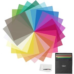 AMBITFUL 12"x 12" 30x30cm 11pcs Color Correction Gels Set Color Gel Filter Film for Video LED Light Studio Flash Strobe