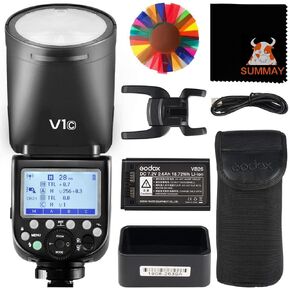 GODOX V1-C TTL Round Head Camera Flash 2W LED Modeling Light, 1/8000s High-Speed Sync, 480 Full Power Flash, 5600±200K Color Temperature, Quick Release Lock, Suitable for Canon EOS Series Cameras in Saudi Arabia