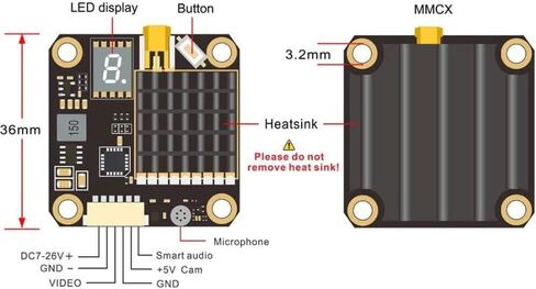 5.8GHz FPV VTX PIT/250/500/1000/2000mW Long Range Switchable Transmitter Support OSD Configuration Using Smart Audio and Microphone with MMCX, FC Uart for Racing Drone RC Drones Quadcopter RC Car in Saudi Arabia