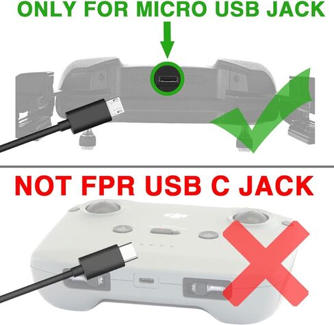 كابل شاحن محول طاقة لجهاز التحكم عن بعد Micro USB بطول 5 أقدام لـ DJI Mavic Mini (الجيل الأول)، DJI Mini SE، DJI Pro، DJI 2 Pro Zoom، DJI Air، DJI Air، كتلة ملحقات سلك شحن وحدة التحكم عن بعد DJI in Kuwait