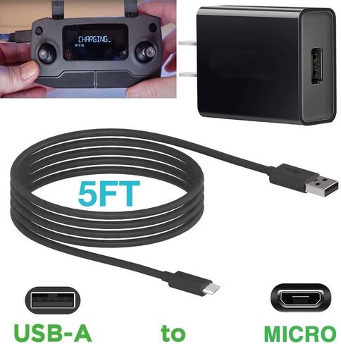 كابل شاحن محول طاقة لجهاز التحكم عن بعد Micro USB بطول 5 أقدام لـ DJI Mavic Mini (الجيل الأول)، DJI Mini SE، DJI Pro، DJI 2 Pro Zoom، DJI Air، DJI Air، كتلة ملحقات سلك شحن وحدة التحكم عن بعد DJI in Kuwait