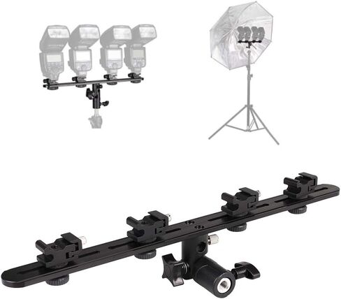 EXMAX E4 Camera Flash Speedlite Mount Four Hot Shoes Flash Light Stand Bracket with Umbrella Holder Swivel Mount Compatible with Camera and Other DSLR Flashes Speedlite Studio LED Light in Saudi Arabia