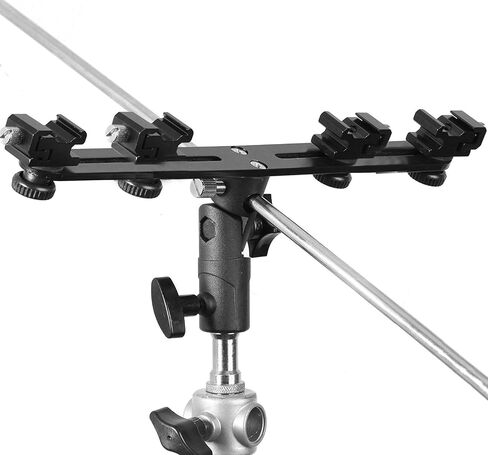 EXMAX E4 Camera Flash Speedlite Mount Four Hot Shoes Flash Light Stand Bracket with Umbrella Holder Swivel Mount Compatible with Camera and Other DSLR Flashes Speedlite Studio LED Light in Saudi Arabia