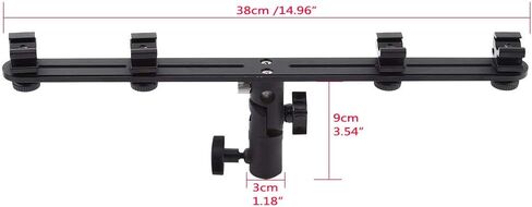 EXMAX E4 Camera Flash Speedlite Mount Four Hot Shoes Flash Light Stand Bracket with Umbrella Holder Swivel Mount Compatible with Camera and Other DSLR Flashes Speedlite Studio LED Light in Saudi Arabia