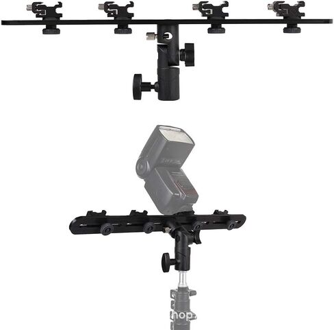 EXMAX E4 Camera Flash Speedlite Mount Four Hot Shoes Flash Light Stand Bracket with Umbrella Holder Swivel Mount Compatible with Camera and Other DSLR Flashes Speedlite Studio LED Light in Saudi Arabia
