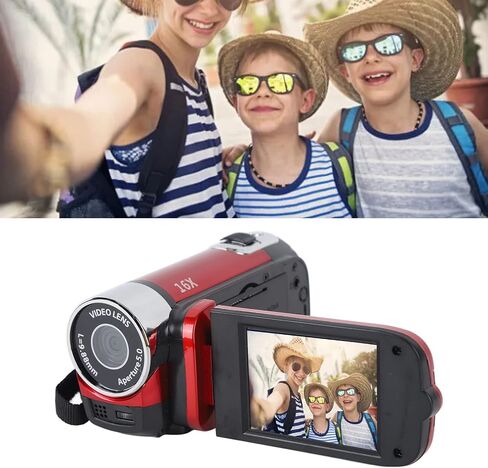 Video Camera Camcorder, 1080P 16MP DV Camera Vlogging Recorder, 2.7in TFT 270 Degree Rotatable 16X Zoom Digital Camera for Teens Students Boys Girls Gift (Red) in Saudi Arabia