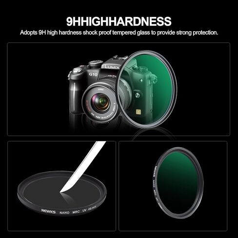 UV Filter,Ultra Slim UV Protection 49mm Camera Lens Filter with 9H High Hardness Tempered HD Optical Glass/Aluminum Alloy Frame/30 Layers Nano Coated/Scratch Resistant,Cleaning Cloth Included in Saudi Arabia