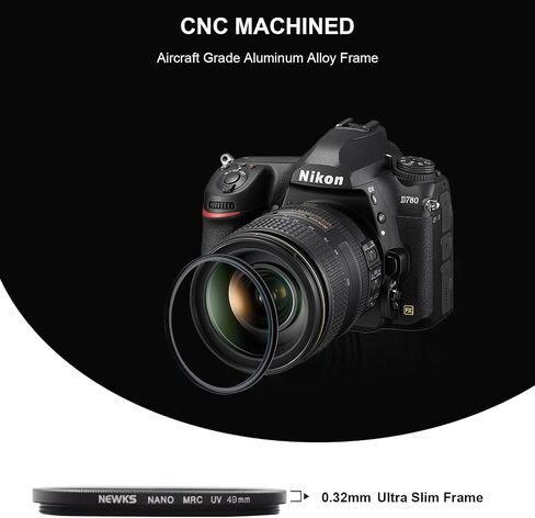 UV Filter,Ultra Slim UV Protection 49mm Camera Lens Filter with 9H High Hardness Tempered HD Optical Glass/Aluminum Alloy Frame/30 Layers Nano Coated/Scratch Resistant,Cleaning Cloth Included in Saudi Arabia
