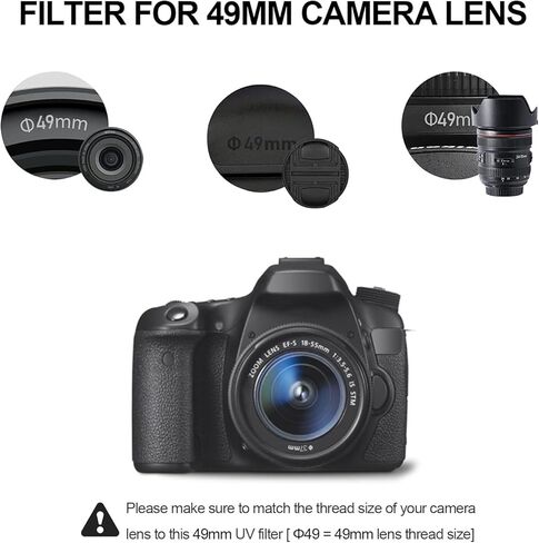 UV Filter,Ultra Slim UV Protection 49mm Camera Lens Filter with 9H High Hardness Tempered HD Optical Glass/Aluminum Alloy Frame/30 Layers Nano Coated/Scratch Resistant,Cleaning Cloth Included in Saudi Arabia