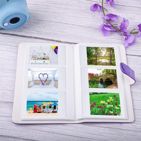 Sunmns Wallet PU Leather Photo Album Compatible with Fujifilm Instax Mini 12 11 9 8 90 26 Instant Camera Film, Polaroid Snap Zip Z2300 PIC-300 Film (Bright Purple) in Saudi Arabia