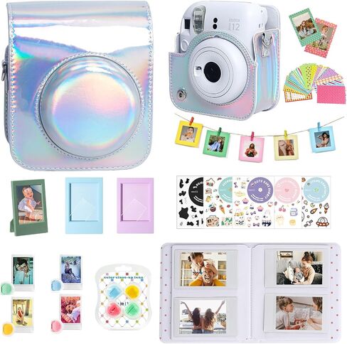 Kit for Fujifilm Instax Mini 12/11 Instant Camera, Shiny Silver | Mini 12 Accessories Incldes Mini 12/11 Case, Color Filters, Photo Album & Frames, Wall Hanging Frame, DIY Sticker, No Camerac in Saudi Arabia