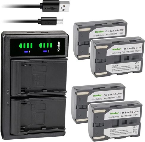 Kastar 2-Pack SB-L110 Battery and LTD2 USB Charger Replacement for Samsung SB-L110 SB-LS110 (NOT Compatible with SB-L110A), SB-L220 SB-LS220, SB-L70 SB-L70A SB-L70R SB-LS70AB Battery, Samsung VP-D85 in Kuwait