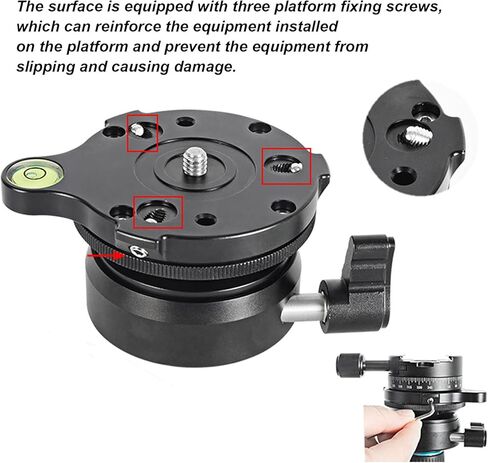 قاعدة تسوية حامل ثلاثي القوائم UPQRSG، لوحة ضبط مستوي من سبائك الألومنيوم مع فتحة لولبية 1/4 بوصة 3/8 بوصة، لوحة ضبط مستوى قاعدة حامل ثلاثي DY‑60N لكاميرا DSLR in Kuwait