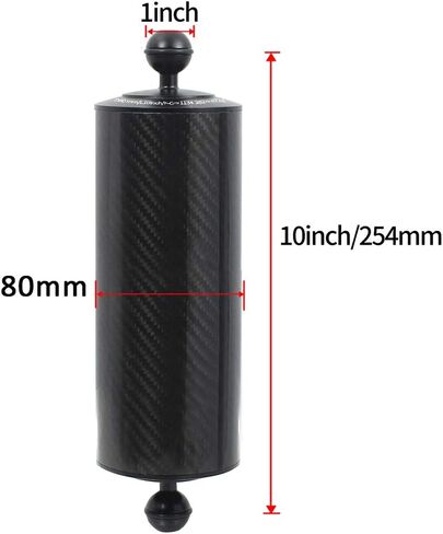 5/8/10 Inch Carbon Fiber Float Buoyancy Aquatic Arm 1" Dual Ball 80mm Underwater Diving Camera Tray (8 Inch-619g Float) in Kuwait