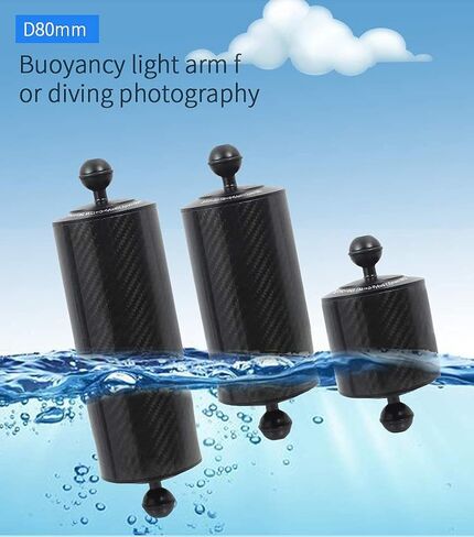 5/8/10 Inch Carbon Fiber Float Buoyancy Aquatic Arm 1" Dual Ball 80mm Underwater Diving Camera Tray (8 Inch-619g Float) in Kuwait