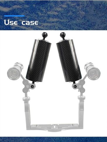 5/8/10 Inch Carbon Fiber Float Buoyancy Aquatic Arm 1" Dual Ball 80mm Underwater Diving Camera Tray (8 Inch-619g Float) in Kuwait