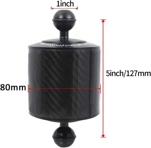 FEICHAO 5/8/10 Inch Carbon Fiber Float Buoyancy Aquatic Arm 1" Dual Ball 80mm Underwater Diving Camera Tray (10 Inch-872g Float) in Saudi Arabia