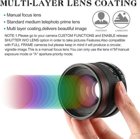 JINTU 85mm F1.8 عدسات كاميرا بورتريه يدوية لكاميرات Canon EOS Rebel XT XTi XS XSi T1i 5D 6D 7D T2i T3 T3i T4i T5 T5i T6i T7i T8i 4000D 2000D 1300D 800D 850D 50D 90D EF SLR in Kuwait